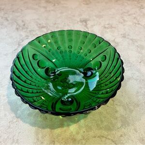 Green Glass Footed Bowl